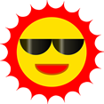 Cartoon sun wearing dark sunglasses